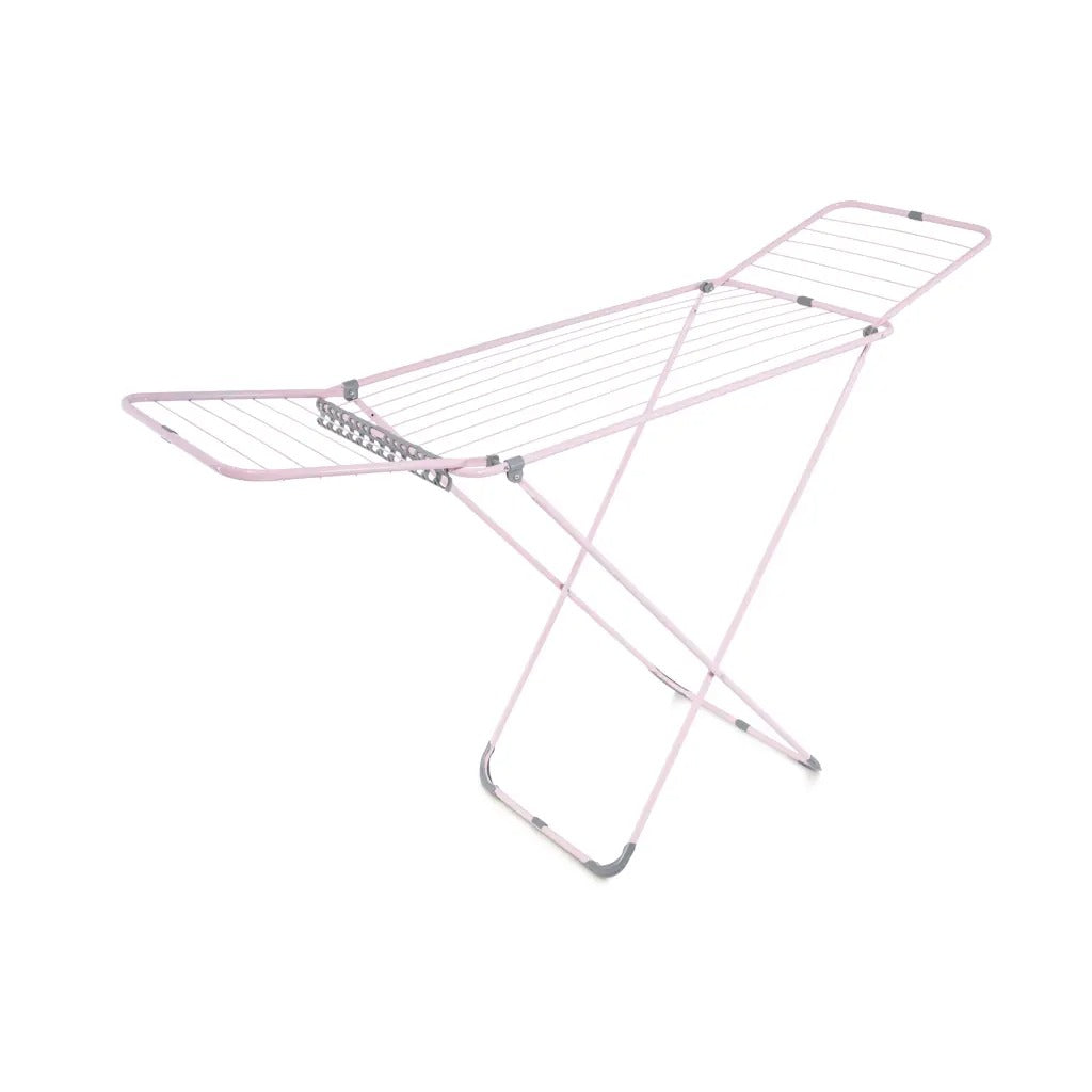 Perilla Mega Present Soft Pink Clothes Drying Rack | 17.5 m Drying Capacity | Foldable 2-Wing Steel Dryer