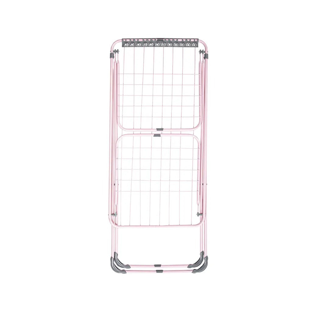 Perilla Mega Present Soft Pink Clothes Drying Rack | 17.5 m Drying Capacity | Foldable 2-Wing Steel Dryer