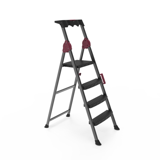 Perilla Comfort 3+1 Step Ladder | Folding Steel Ladder | 150 kg Capacity