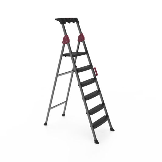 Perilla Comfort 5+1 Step Ladder | Folding Steel Ladder | 150 kg Capacity