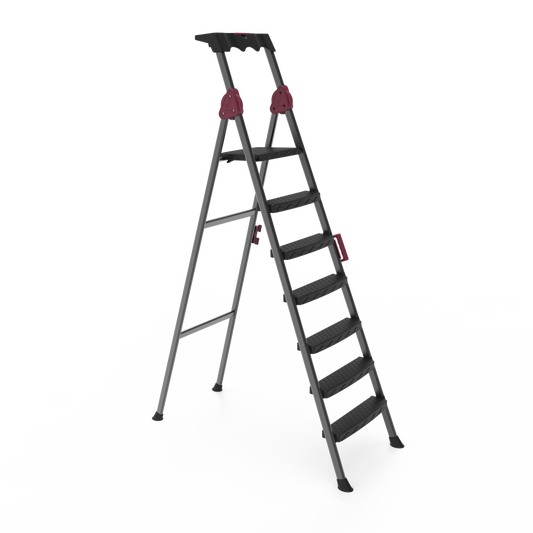 Perilla Comfort 6+1 Step Ladder | Folding Steel Ladder | 150 kg Capacity