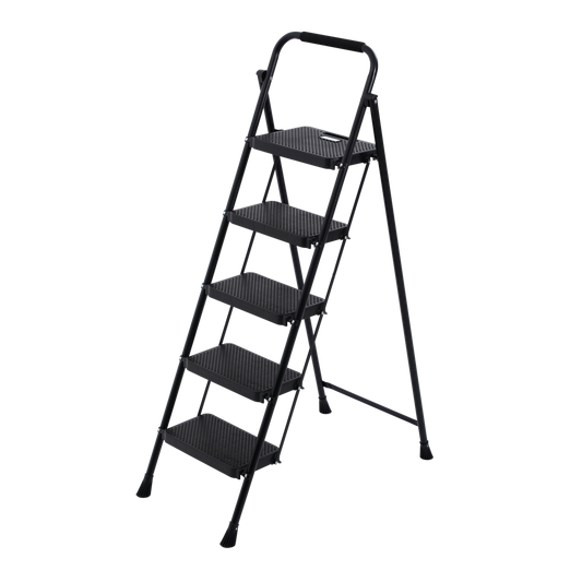 Perilla STEPLA 5 Step Folding Ladder | Wide Platform Steel Step Stool | 150 kg Capacity