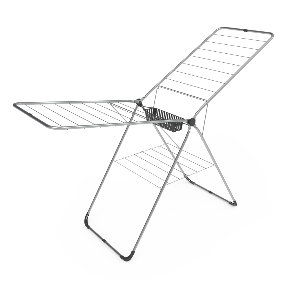 Perilla Uzay with Basket Clothes Drying Rack | 19 m Drying Capacity | Foldable 2-Wing Steel Dryer
