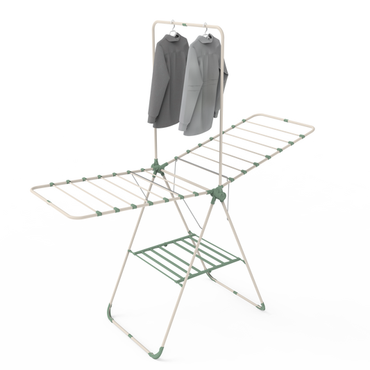 Perilla Violet Clothes Drying Rack with Hanger Bar | 17.5 m Drying Capacity | Foldable 2-Wing
